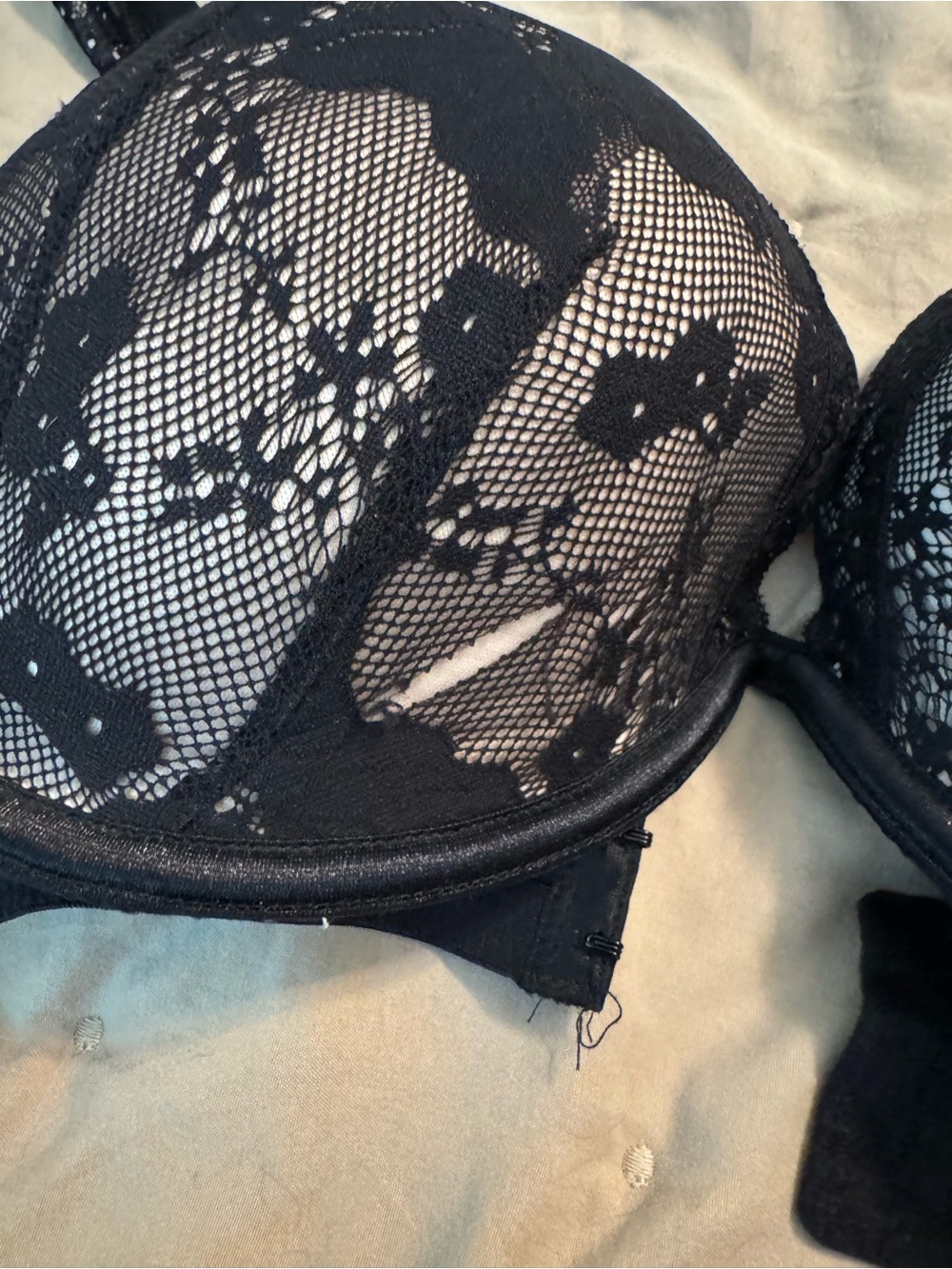 Cacique Black Lace Underwire Bra with Floral Overlay - Picture 2 of 5
